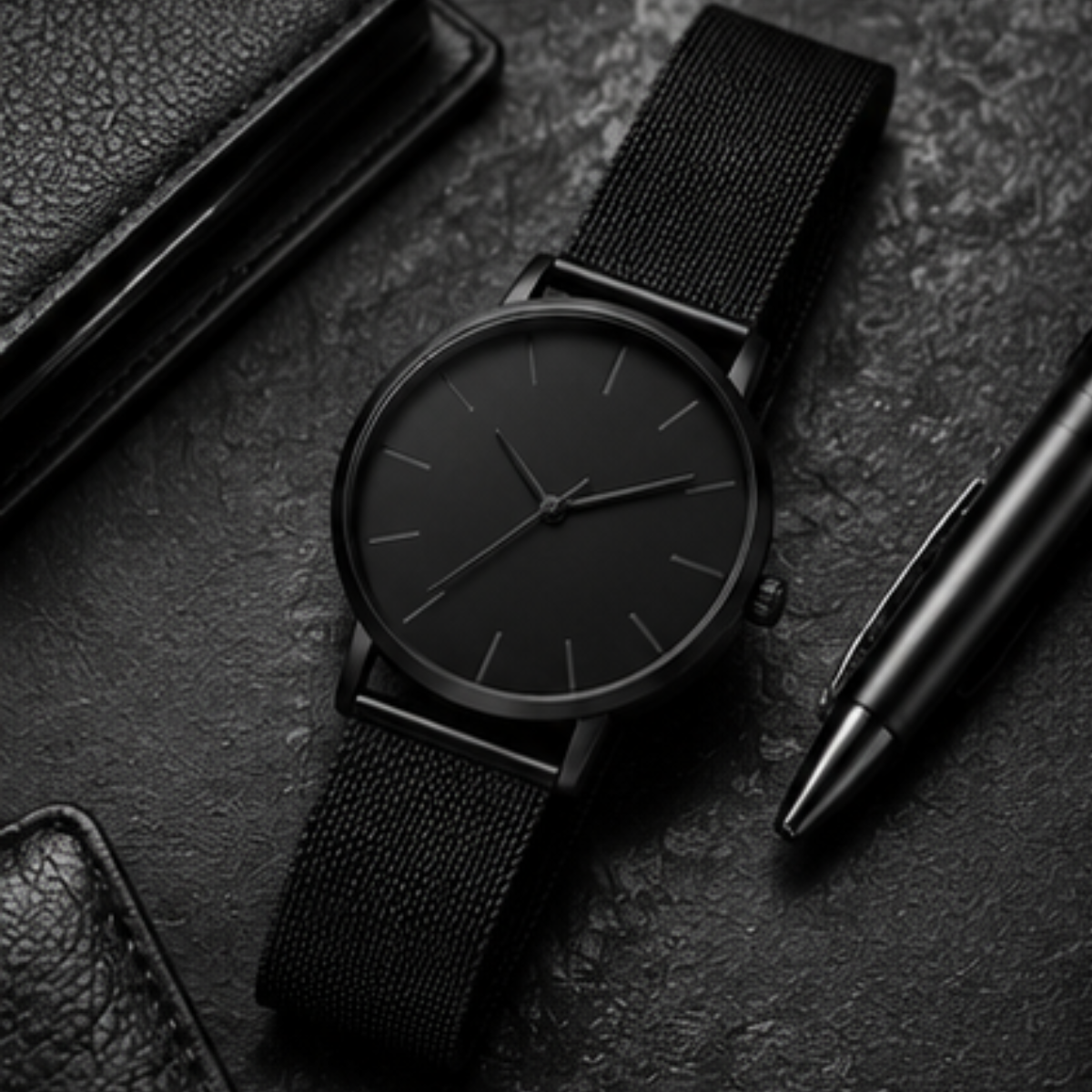 Relógio Minimalista Icon Black™ aço inoxidável