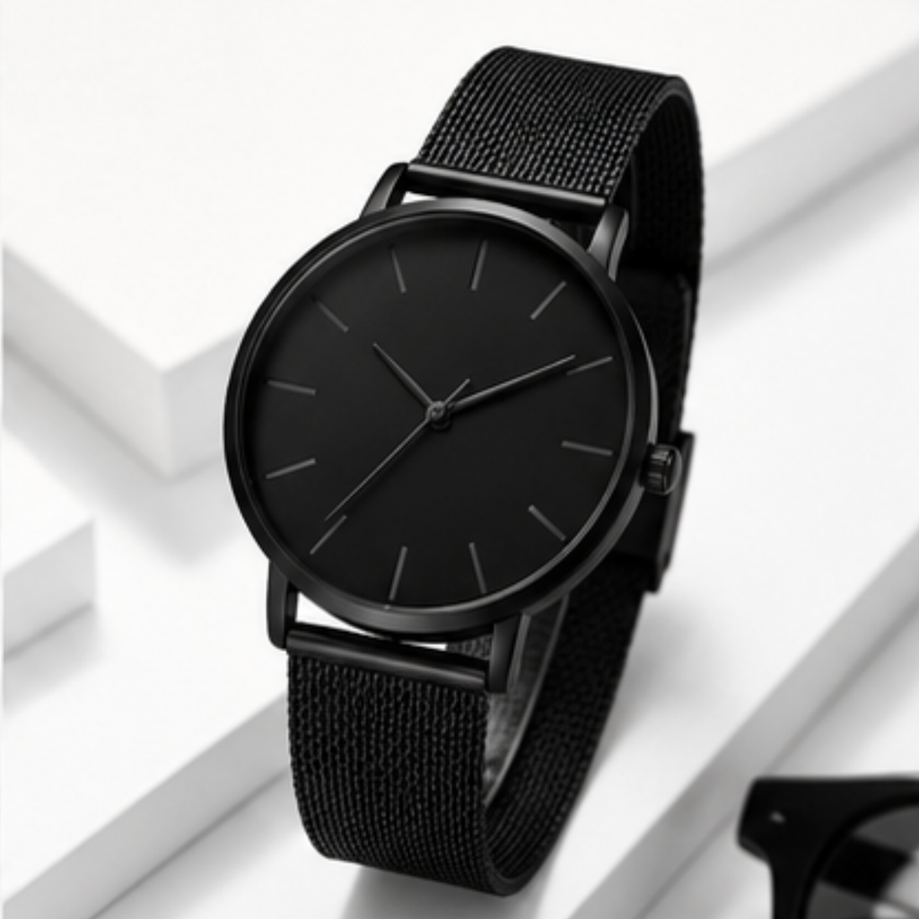 Relógio Minimalista Icon Black™ aço inoxidável